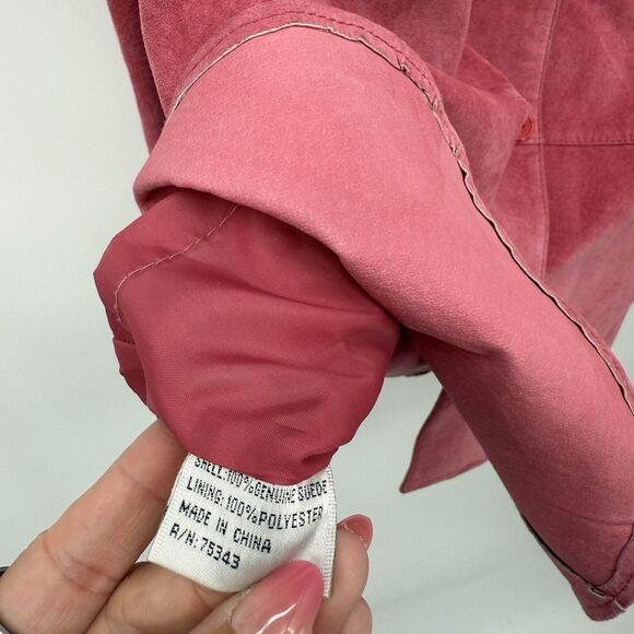 Willi Smith Vintage Pink Suede Leather Button Front Jacket Size 12 - Picture 10 of 10